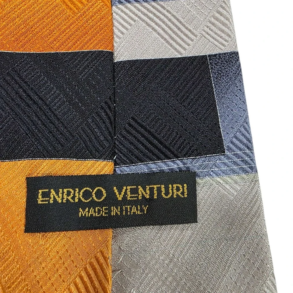 ENRICO VENTURI‎ Silk Tie Geometric Pattern Made in Italy Men's Necktie Designer